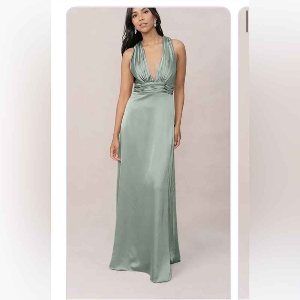 Revelry Sage Satin Dylan Dress